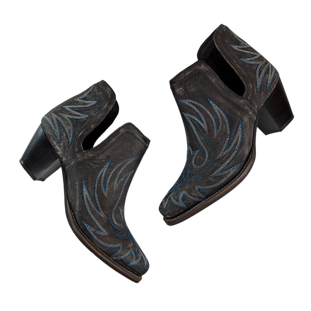 Roper Rowdy Booties Womens 9 Western Ankle Boots Snip Toe Ankle Cut Out Details